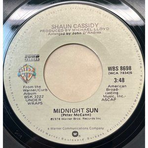 Shaun Cassidy Midnight Sun / She's Right 45 Pop 1978 Warner Bros WBS 8698